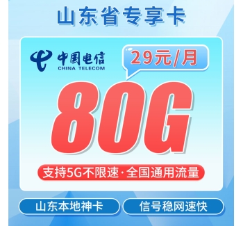 电信山东卡29元80G